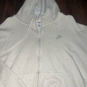 PINK Victoria's Secret Cream Bling Zip-Up Hoodie